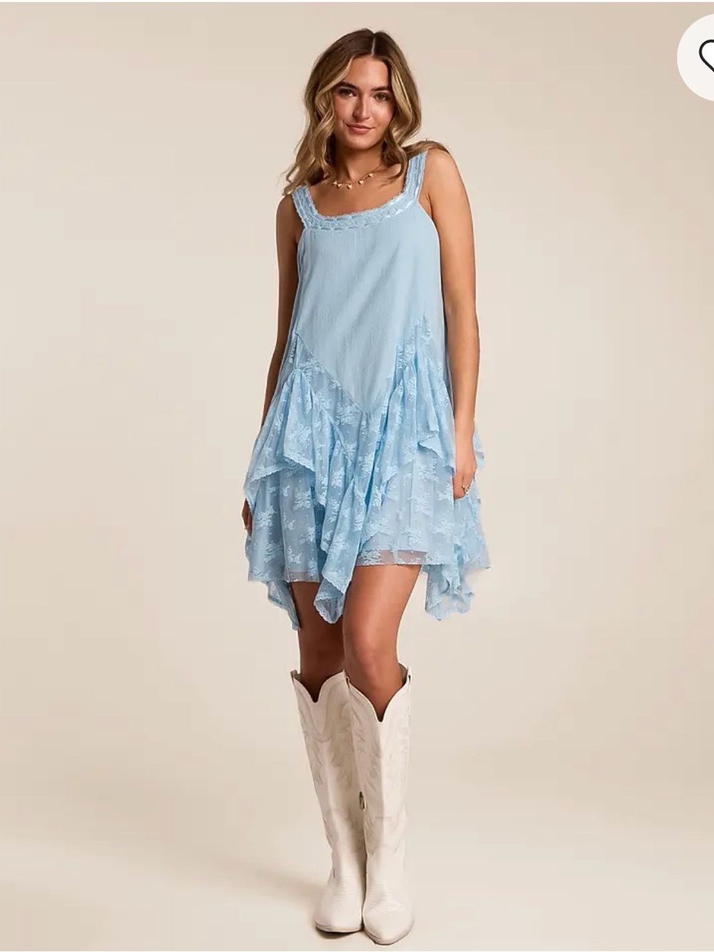 Light Blue Lace Tiered Sundress